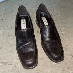 Welsey & co. Heeled Square Toed Brown Loafers
